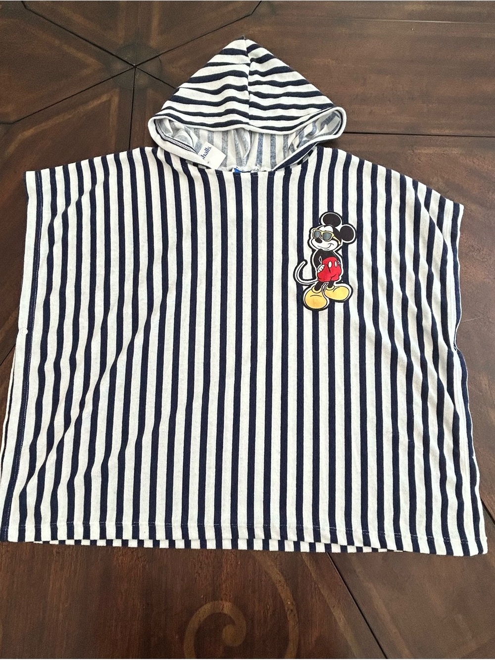 DISNEY NWT Mickey Mouse Hooded Navy & White Stripe Beach & Pool Cover Up Size 3T